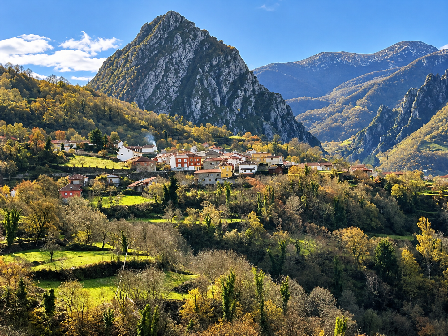 Oseja de Sajambre rodeada de montañas